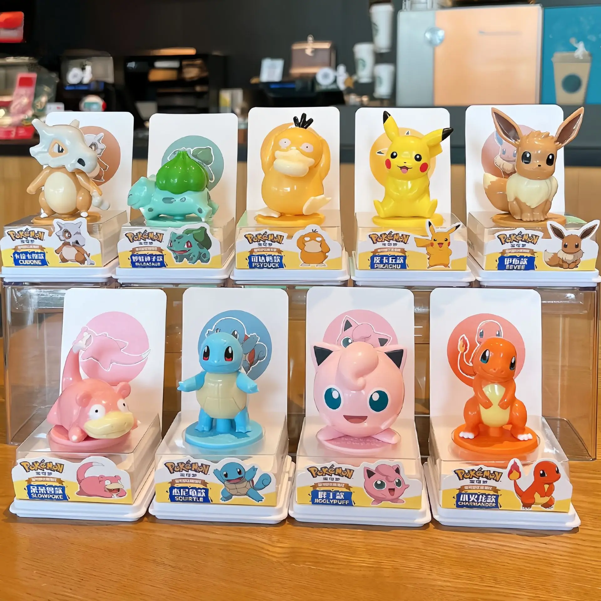 Pokemon Pikachu Figur Charmander Eevee Cubone Harz Anime Puppe Bleistift Topper Stempel Kinder Spielzeug Ornament Nette Signet Geschenke