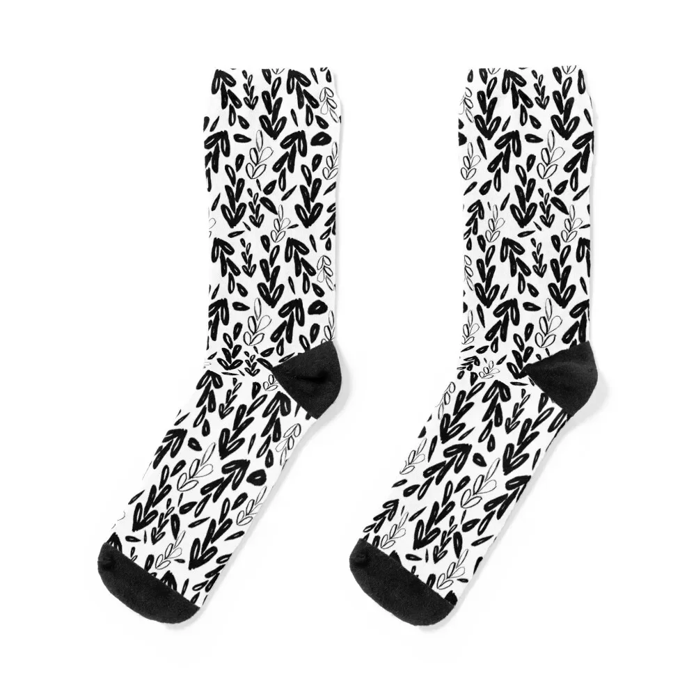 

Loose Leaves Black and White Socks new in's cotton Men's Socks Women's