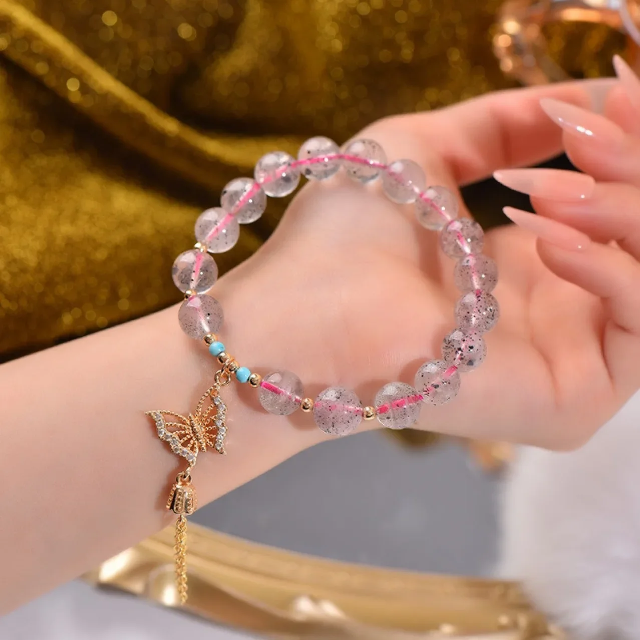 

Natural Jelly Mica Butterfly Bracelet Women's Light Luxury Fashion Lucky Bracelet, Gift