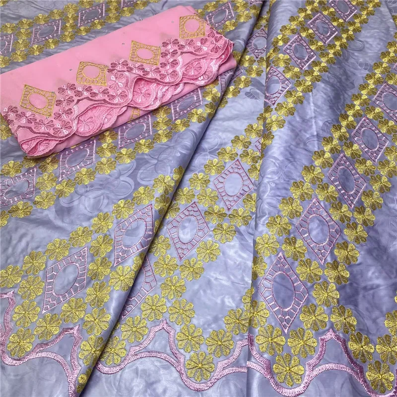 5+2 yards African Basin Riche Brode Fabric With Scarf Latest Fashion Embroidery Basin lace fabric For wedding part HL111104