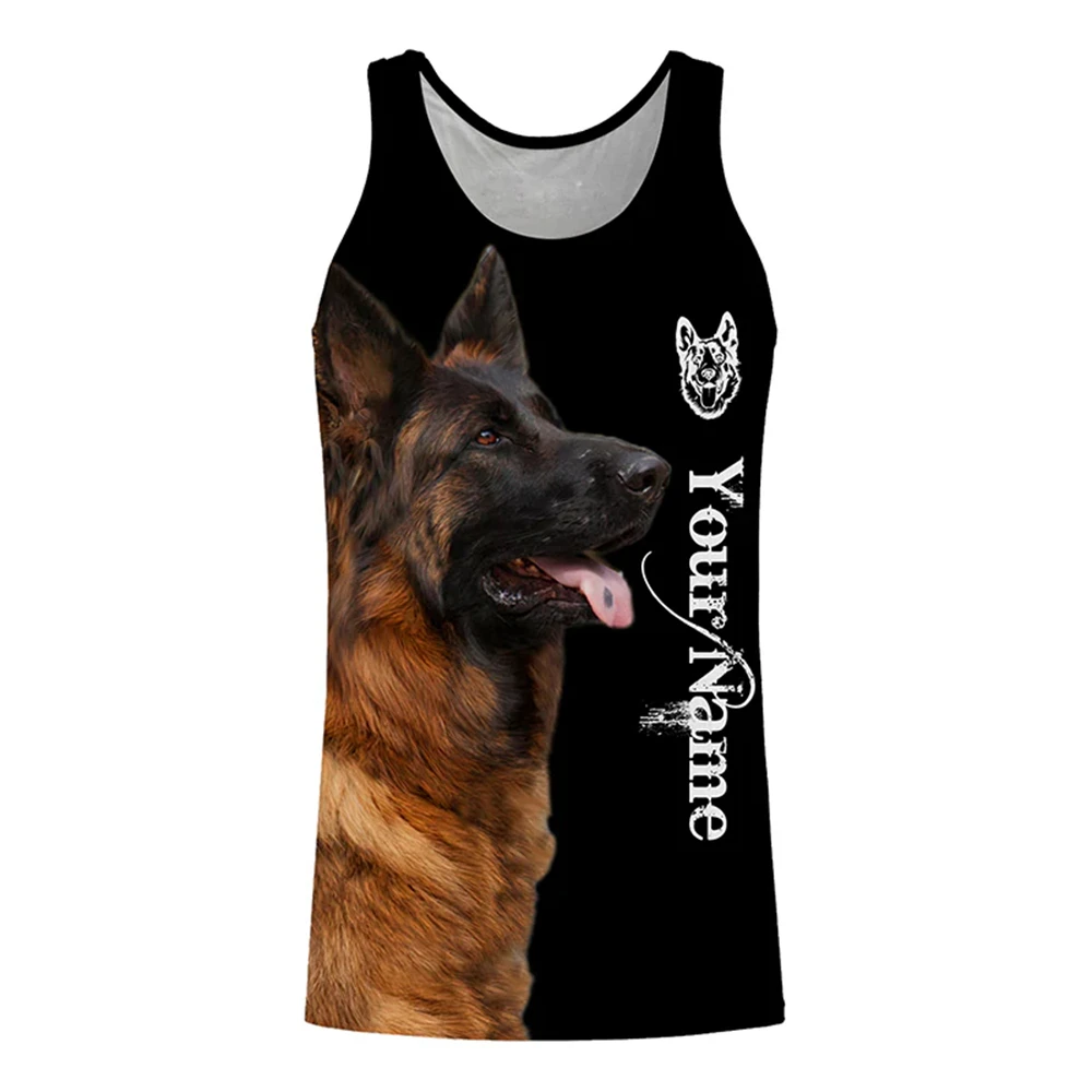 Personalized Dog Lover Tank Top 3D Print Hunting And Working Dog Portraits Custom Name Sleeveless Shirts For Outdoor Enthusiasts