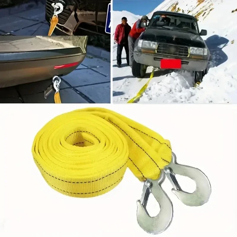 1 PC Car Tow Rope Thickened Off-road Vehicle Towing Strap 4m 5Tonne Tow Rope Outdoor Emergency Car Supplies Tow Hook Strap