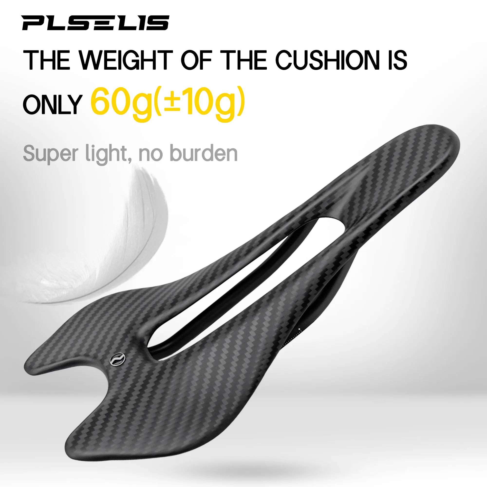 

Plselis Lightweight High-Strength Carbon Fiber Road Bicycle Saddle 56g Hollow Breathable Ergonomic Seat Cushion3005