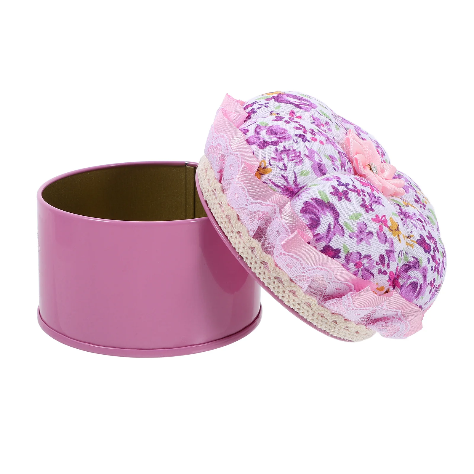 

Pumpkin Shaped Sewing Pin Box Purple Needle Cushion Holder DIY Quilting Pins Ball Head Storage Jar Home Office Organize