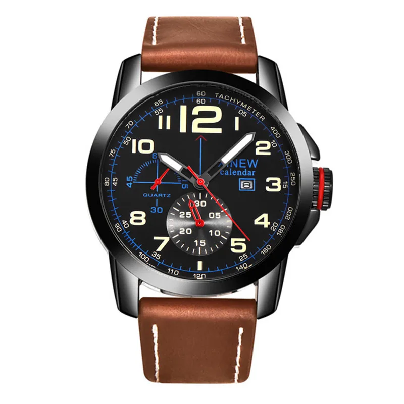 

XINEW оригинальные брендовые мужские часы, черные Reloj Hombre, повседневный кожаный ремешок, модные кварцевые часы с датой, Montres de Marque de Luxe 2025