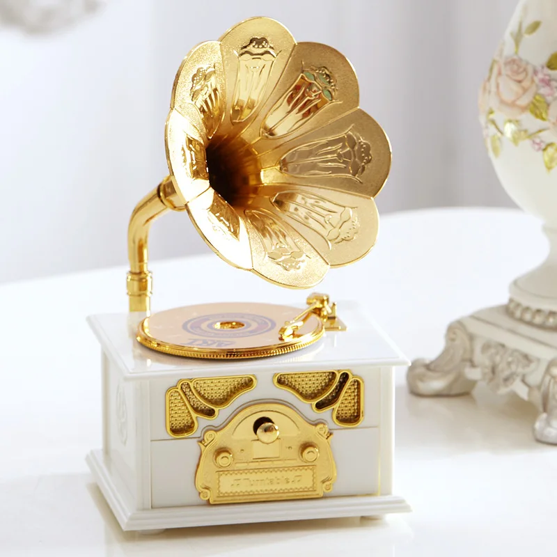 

Phonograph model music box retro eight-track player Valentine's Day gift for a student couple for a girl