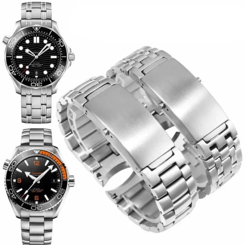 

Высококачественные серебряные ремешки для часов из нержавеющей стали 316L для Omega Seamaster Speedmaster Planet Ocean, 18 мм, 20 мм, 22 мм.