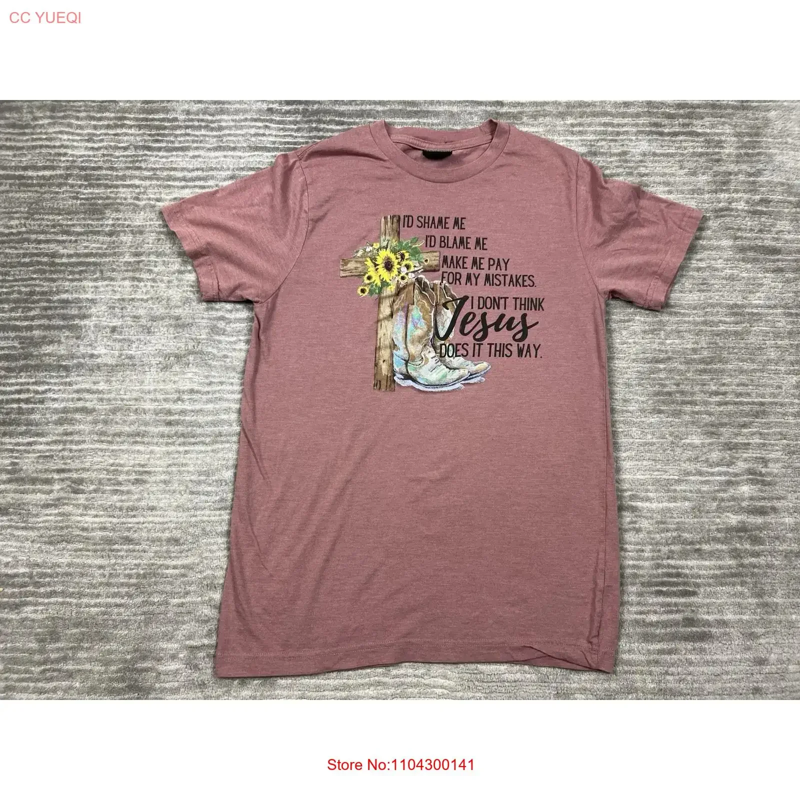 Love In Faith T-Shirt für Damen, mittelgroß, rosa, Jesus, Vintage-Stil, gewaschen, lässig, weich, Streetwear, Stretch, Grafikdesigner-Kleidung