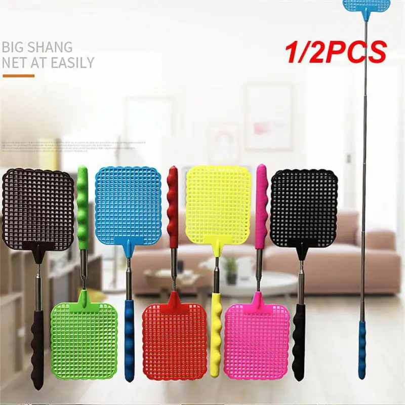 

1/2PCS Fly Swatters Telescopic Extendable Fly Swatter Prevent Pest Mosquito Tool Flies Trap Retractable Swatter Garden Supplies