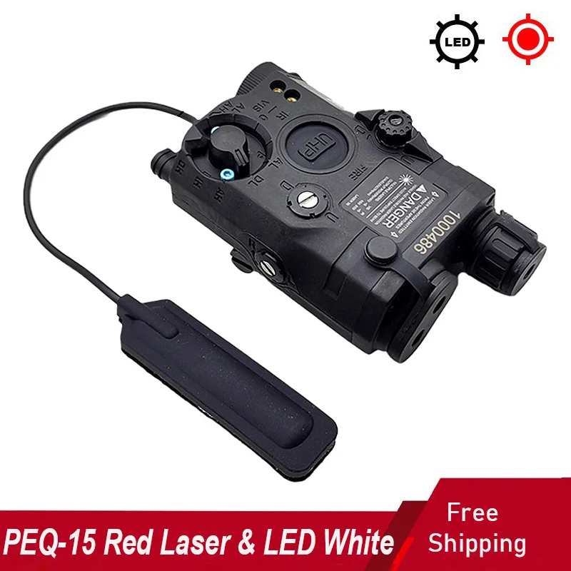 

Тактический фонарь PEQ-15 Ultra LED белого света с красным лазерным целеуказателем для охотничьих винтовок, подходит для 20-мм планки