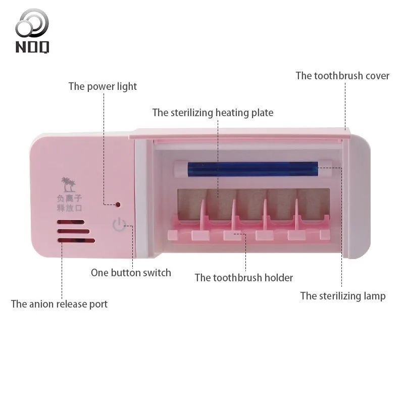 NOQ – brosse à dents automatique antibactérienne, lumière UV, stérilisateur, distributeur, support de stérilisateur, nettoyeur, ensemble