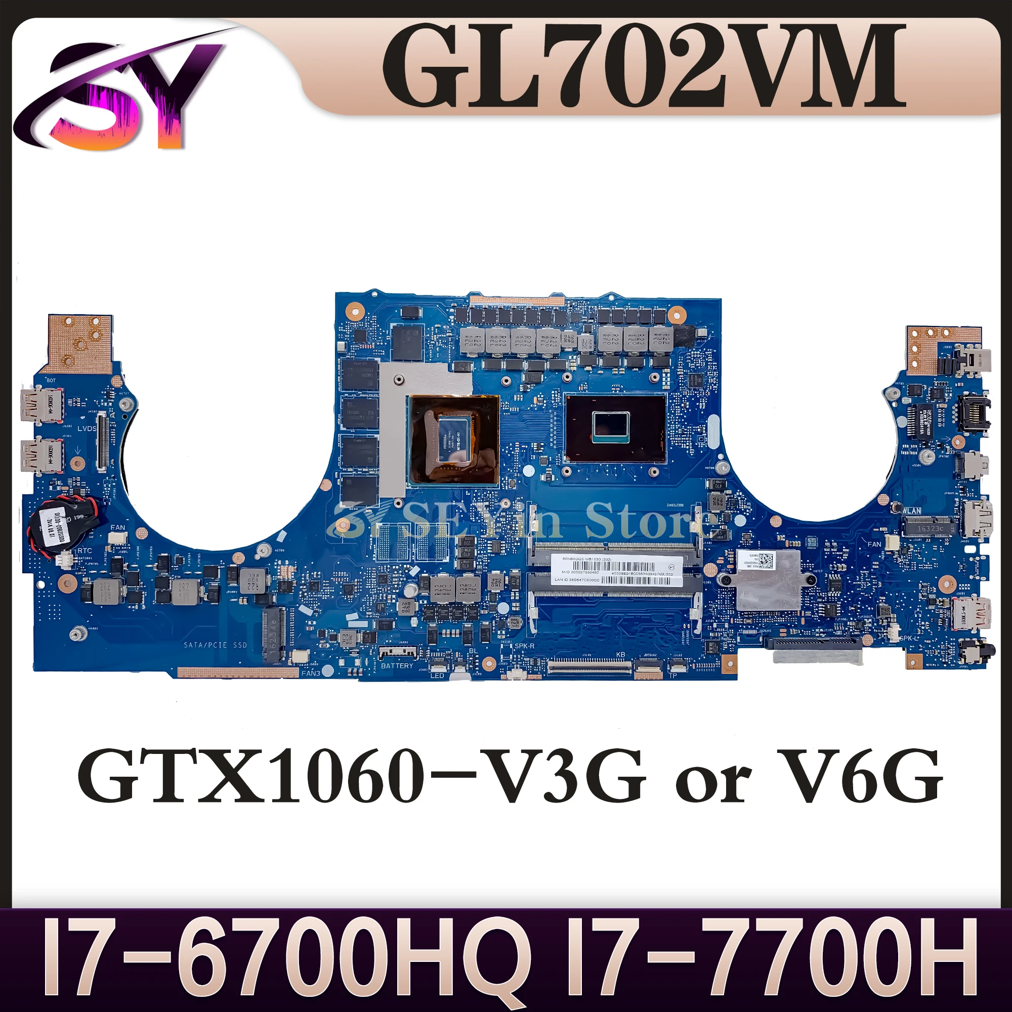 

GL702VM Mainboard For ASUS ROG GL702VMK S7VM Laptop Motherboard I5-7300H I7-7700HQ I7-6700HQ GTX1060-3G/6G