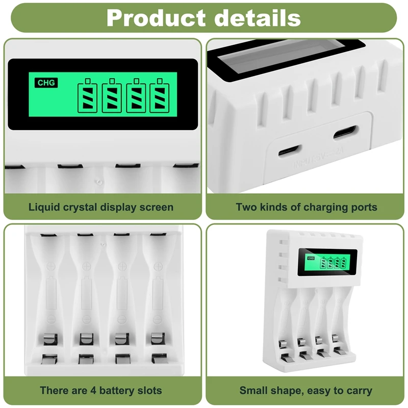 Smart Intelligent LCD Display Battery Charger With 4 Slots For AA/AAA Nicd Nimh Rechargeable Batteries Nimh AA Charger