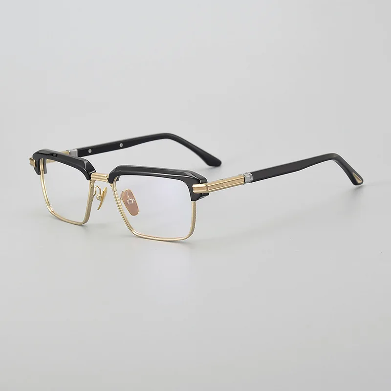 Top Quality Brand Design Square Glasses Frame for Men Handmade Titanium Trendy Eyeglasses Vintage Ultralight Spectacles Eyewear