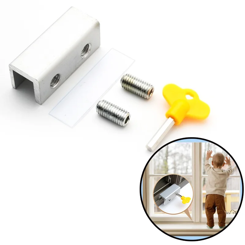 T Sliding Sash Stopper Cabinet Locks Straps Doors Security Anti-theft Lock Window Sliding Door Baby Kids Child Safety Doors Lock