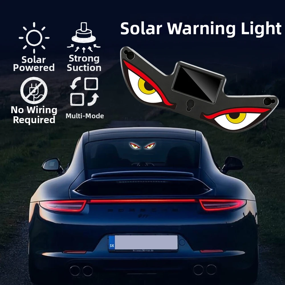 Car rear window expression LED light dynamic devil's eye triangular side window decorative light solar fun atmosphere light