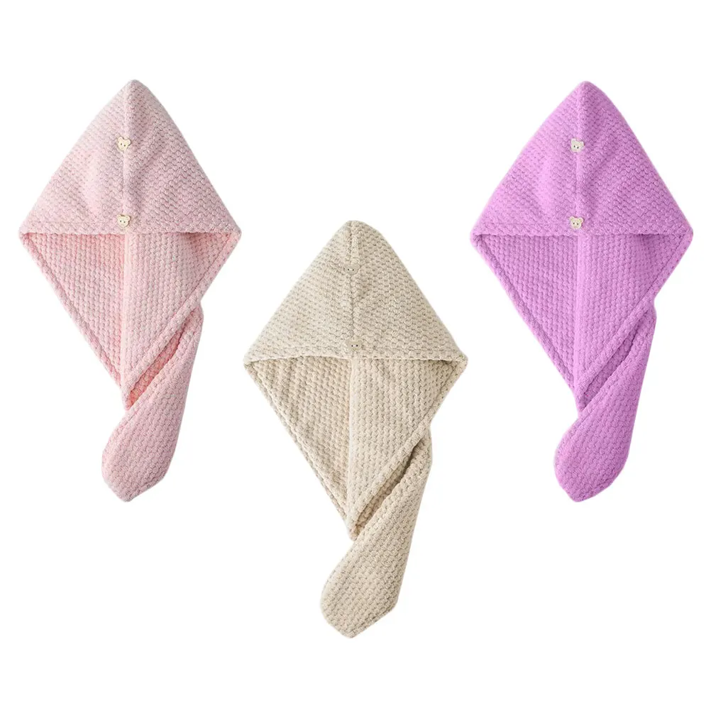 

3 Pcs Dry Hair Cap Fast Drying Towel Shower Hat Coral Fleece Water Absorption Hair Turban Lightweight Travel Size Portable Bath