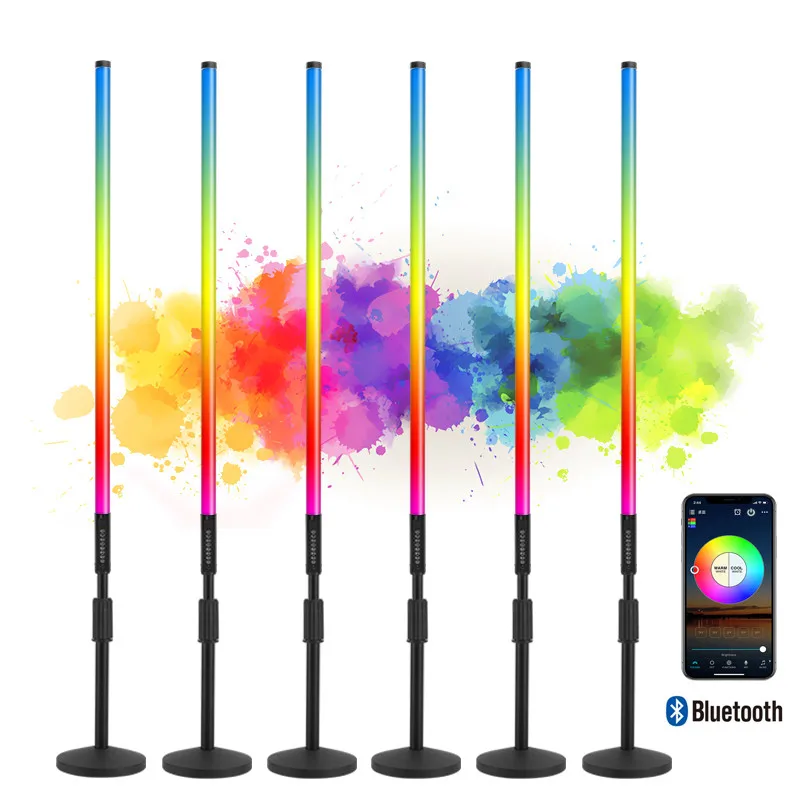 6Sets Bluetooth APP Control Magic RGB Color LED Video Tube Light Bar With Stand 4ft Neon Mood Light For Home Room Decor Party Dj