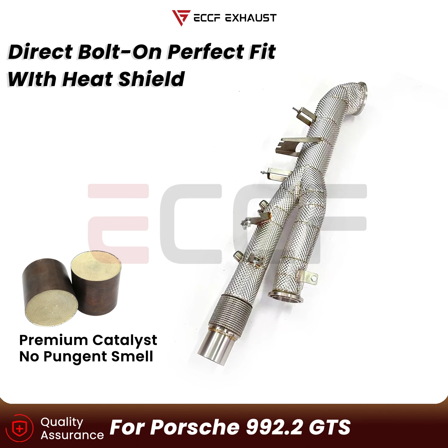 Sporty through Downpipe With Heat Shield For Porsche 992.2 GTS Aggressive Exhaust Sound Plug and Play Upgrade Performance