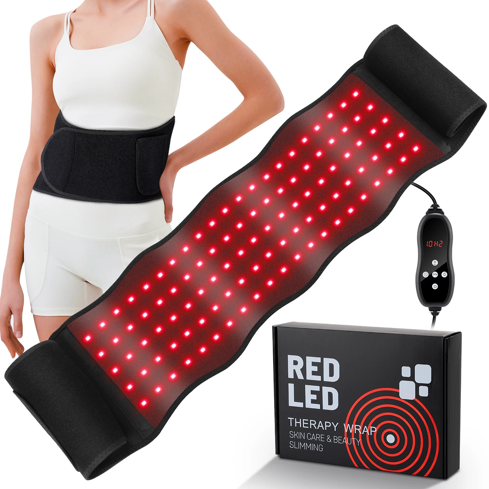 Smart Library Wired Control 660nm 850nm Vibration Lumbar Massager Red-light Abdominal Slimming Lower Back Pain Relief Waist Mass