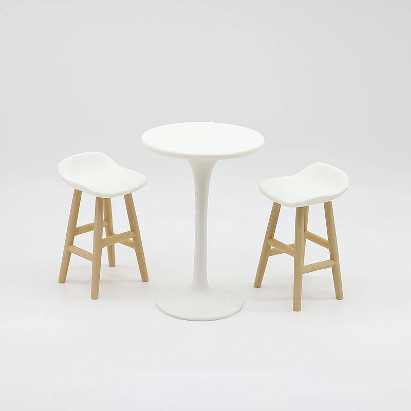 Кукольный домик, имитация высоких круглых столов, барный стул, модель кукольного домика, мини-мебель, игрушки, кукольный дом, украшение для живой сцены