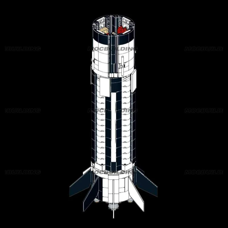 MOC Building Blocks Saturn 1:110 Scale Booster Model DIY Assembled Bricks  Space Rocket Series Creative Educational Toys 731PCS