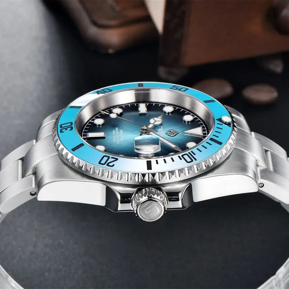 TERAMI Mechanical Men's Watches NH35 Movement Luxury Sapphire 316L Stainless Band 30Bar Waterproof Auto Roating Bezel Wristwatch