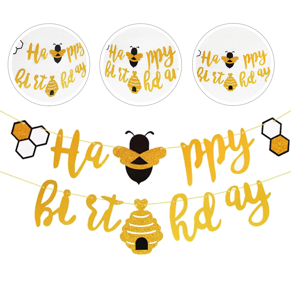 

Honey Banner Decorative String Flag Hanging Party Supplies Reusable Garland Golden Baby Theme DIY Decoration