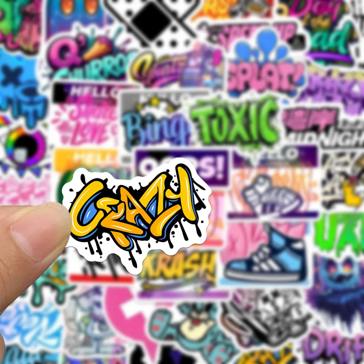 

50 шт. наклеек в стиле стрит-арт, лазерные граффити-наклейки, модные граффити-наклейки, водонепроницаемые наклейки ручной работы для скейтбордов и стаканов