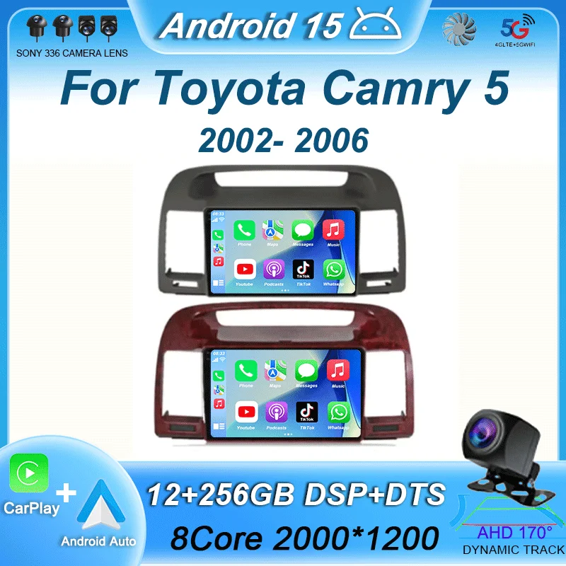 

Android 15 Carplay Car Radio For Toyota Camry 5 2002 2003 2004 2005 2006 Multimedia Video Player GPS Navigation 2 Din DVD Stereo