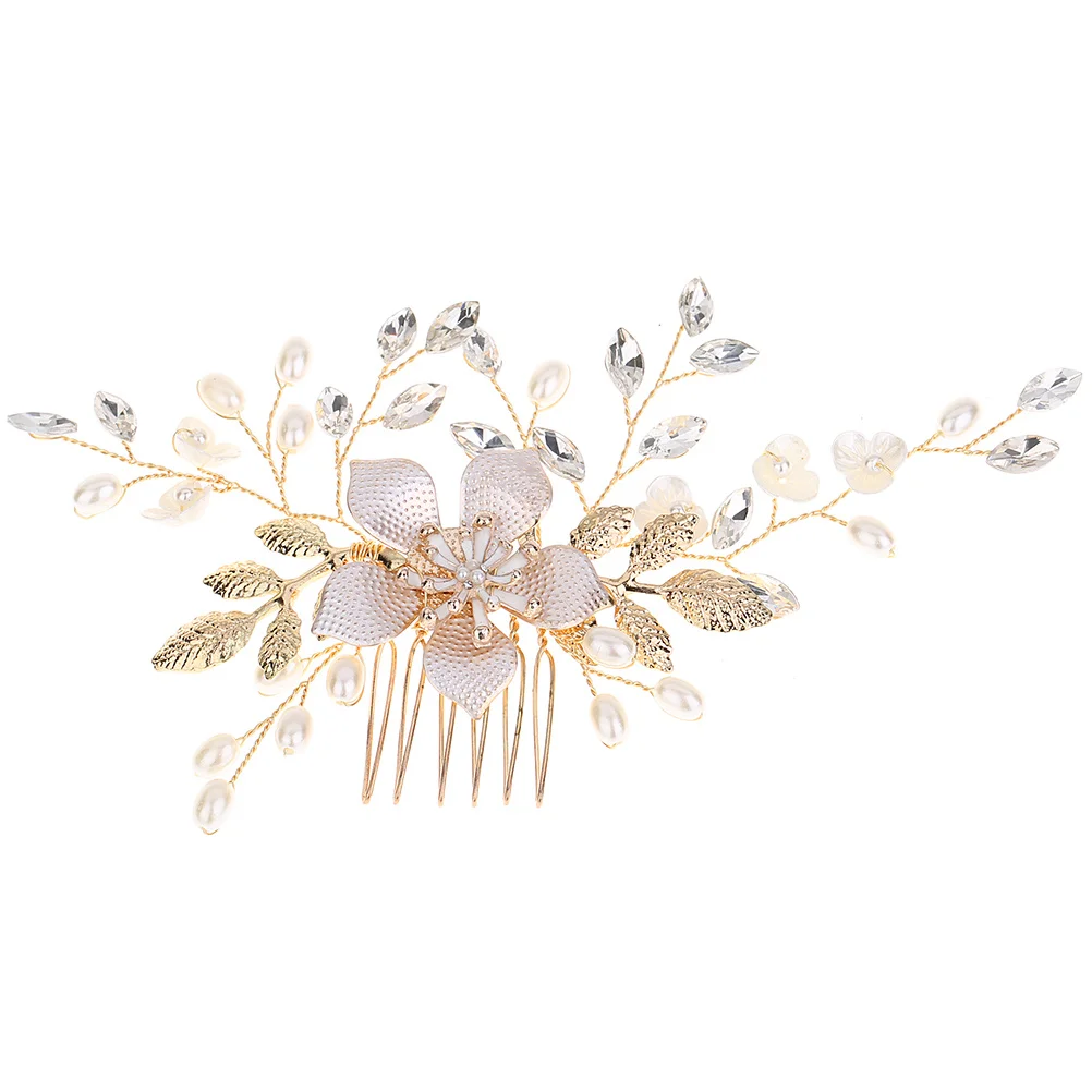 1 قطعة مشط شعر الزفاف الأزهار اللؤلؤ حجر الراين الزفاف الشعر الديكور للعروس حفلة موسيقية حفلة خطوبة اكسسوارات