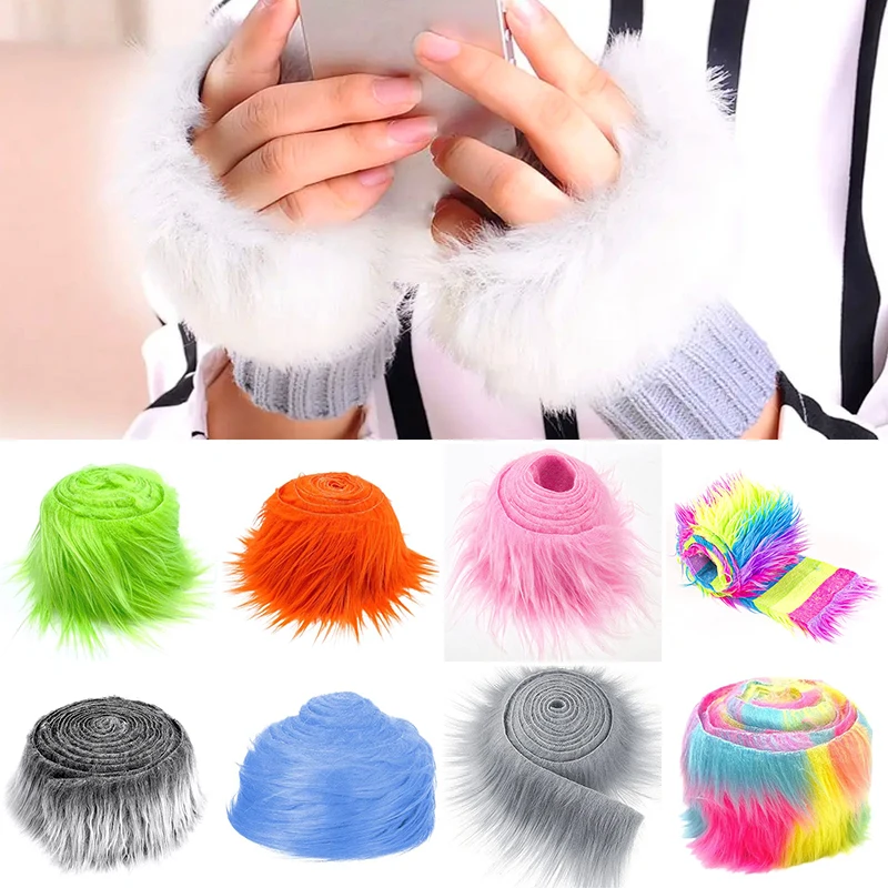 

1.5m Faux Fur Ribbon Tapes DIY Apparel Sewing Fluffy Trim Trimming Fabric Home Decor Sewing Costume Stripe Plush Fur