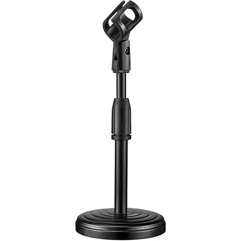 Desktop Microphone Stand, Adjustable Table Mic Stand with Clip and 3/8