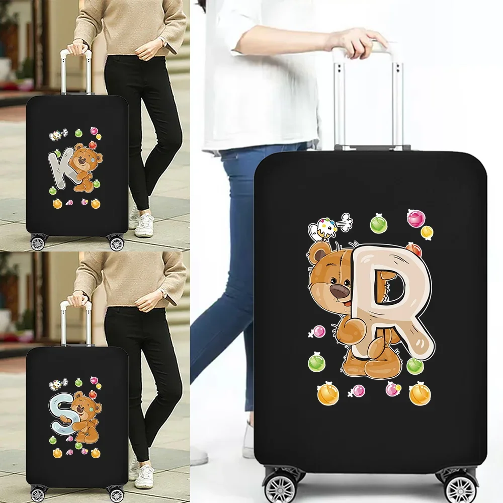 

Stretch Fabric Luggage Protective Cover Simplicity Suitcase Trunk Holders Case Portable Travel Accessories Bear Letter Pattern