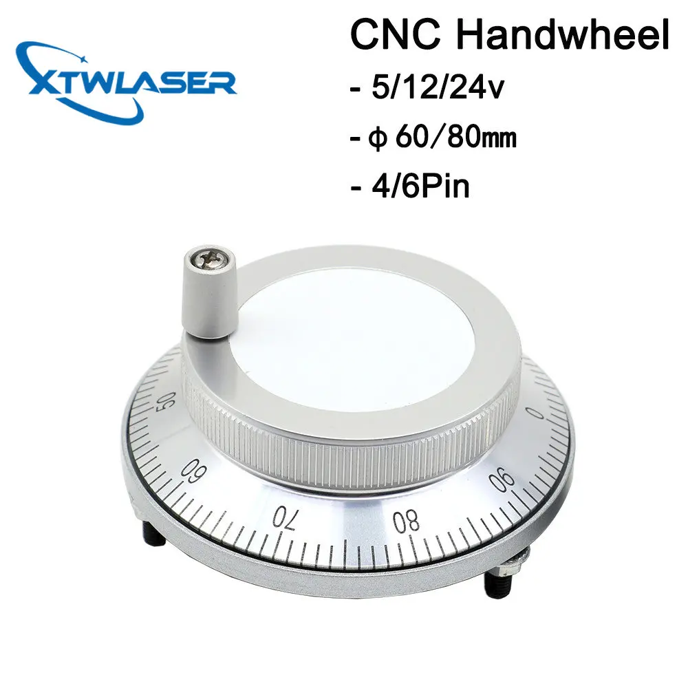 CNC Pulser Handwheel 5V 6pin Pulse 100 Manual Pulse Generator Hand Wheel CNC Machine 60mm 80mm Rotary Encoder