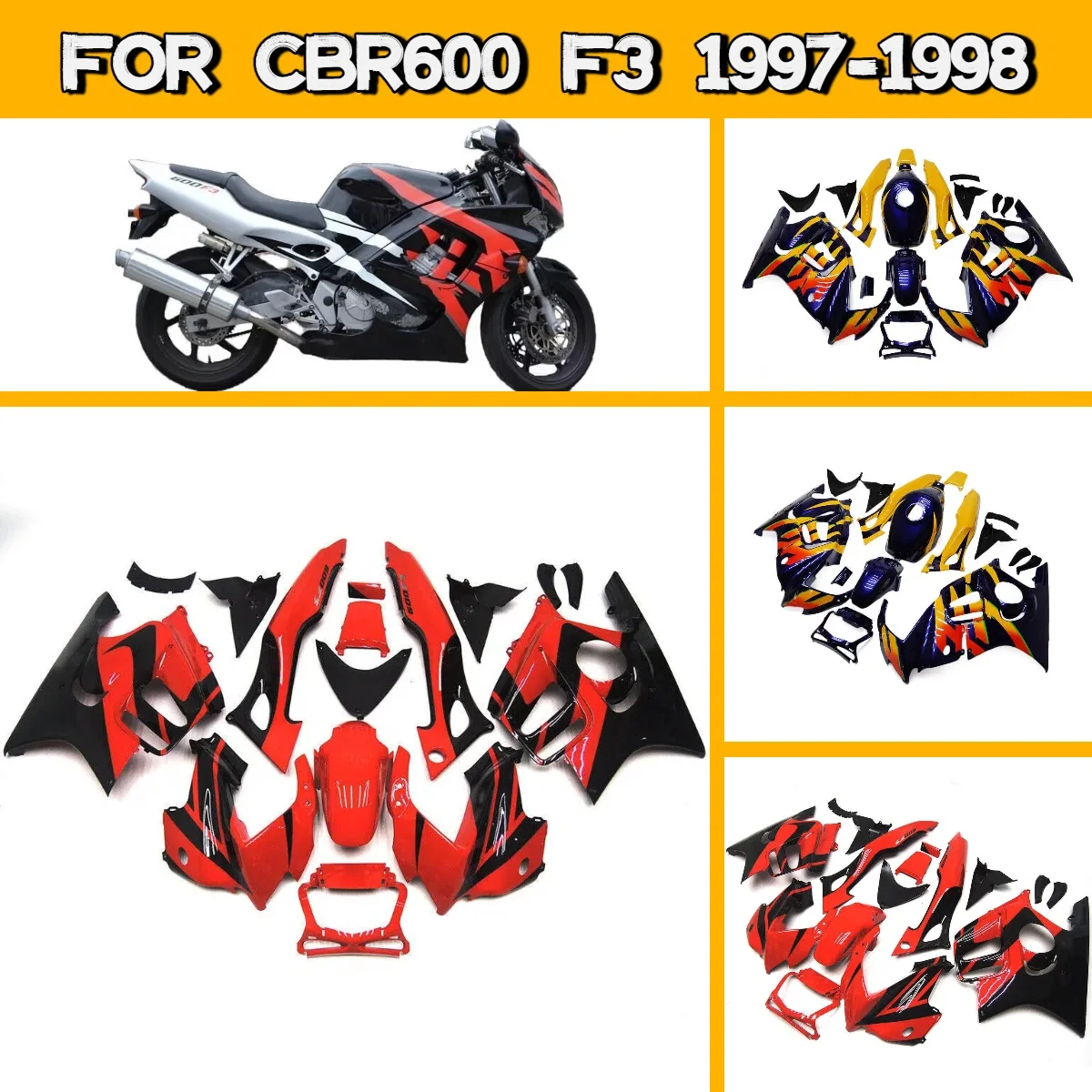 

Комплект пластиковых обтекателей для мотоцикла Honda CBR600 F3 1997-1998 годов, легко устанавливаемые, подходят для моделей 97-98 годов