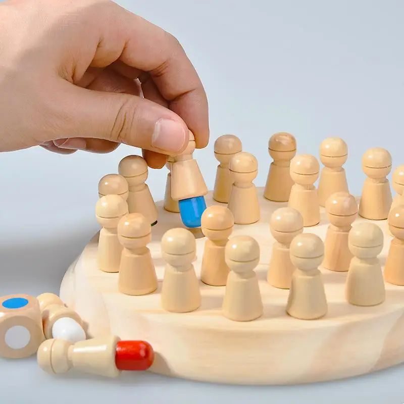 Wooden Puzzle Toys Montessori Educational Learning Color Sensory BeBe Memory Match Stick Chess Party Game Children Kids