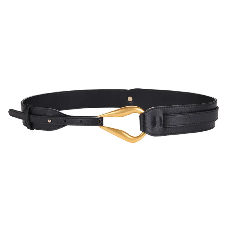 

Waist Cover Women's Decorative Coat Belt Suit with Wide Belt Dress with Waistband Black Cowhide Luxury Brand Belt