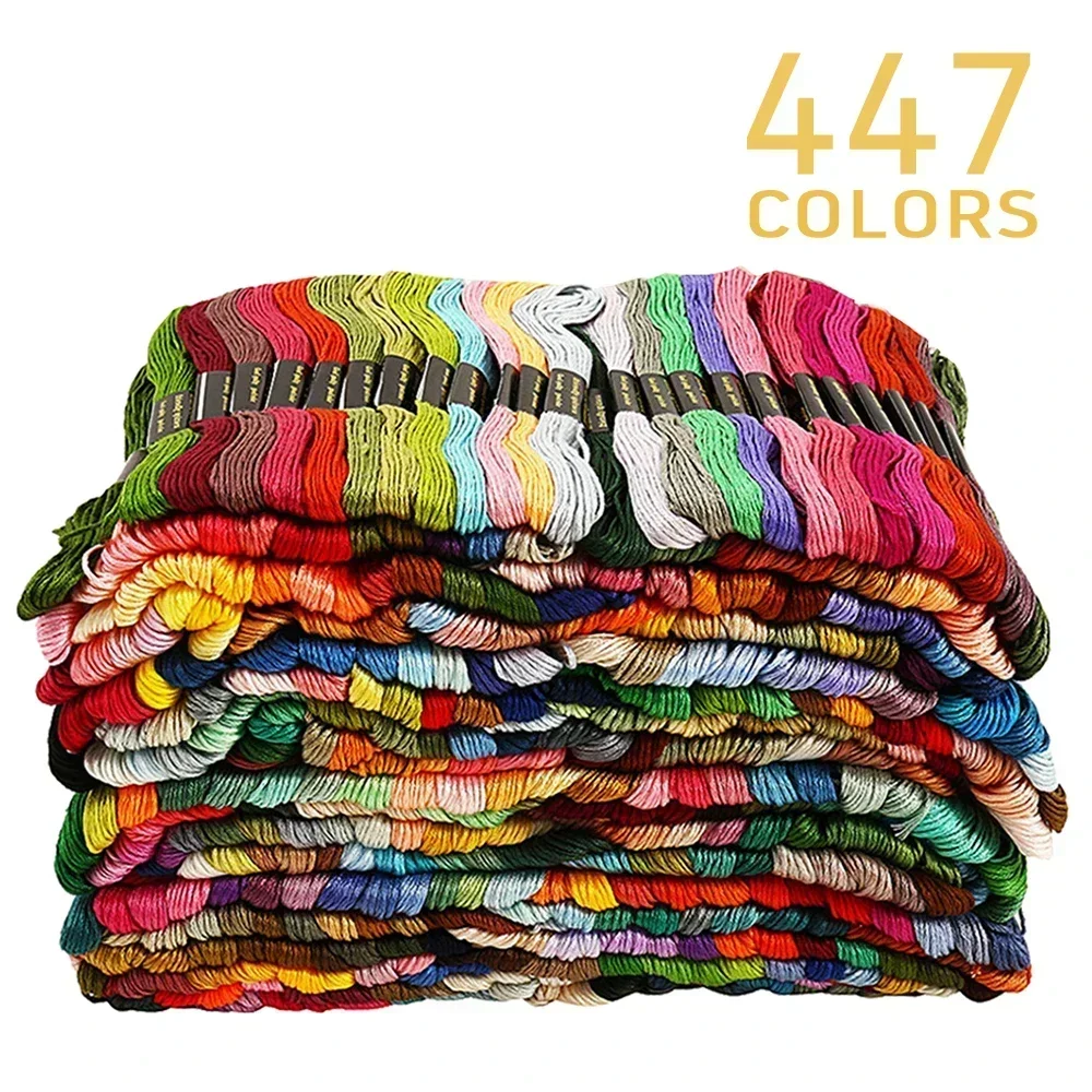 100/200/447pcs Mix Colors  Embroidery Thread Cotton Sewing Skeins Craft Cross Stitch Floss Kit Line DIY Tools Make Bracelets