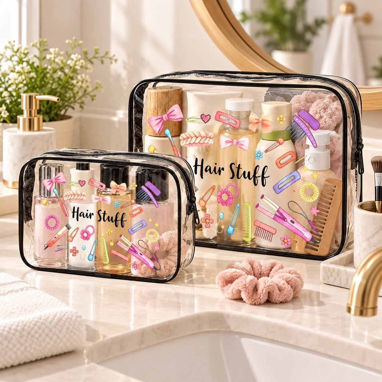 Transparent Cosmetic Bag Waterproof PVC Makeup Organizer Travel Toiletry Bag Hair Accessories Storage Pouch Beauty Zipper Case