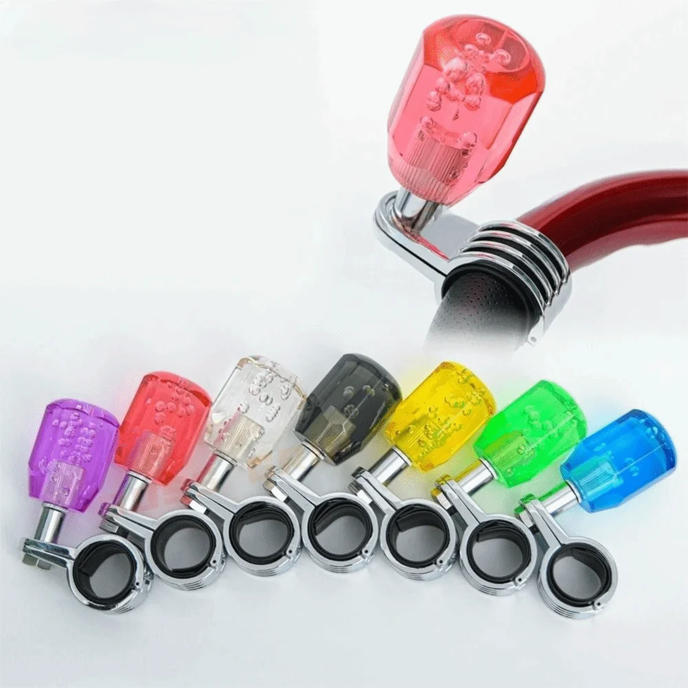 Octagonal Design Steering Wheel Spinner Knob Acrylic Crystal Material Smooth Rotating Power Steering Aid 360° Bearing