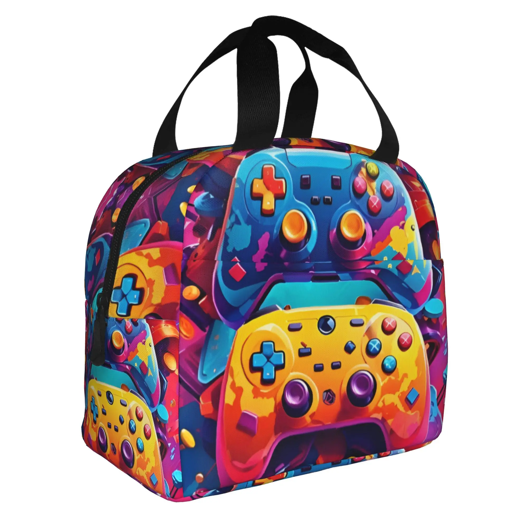 Game Controller Thermal Insulated Lunch Bag Technological Sense Portable Lunch Container for Work School Travel Storage Food Box