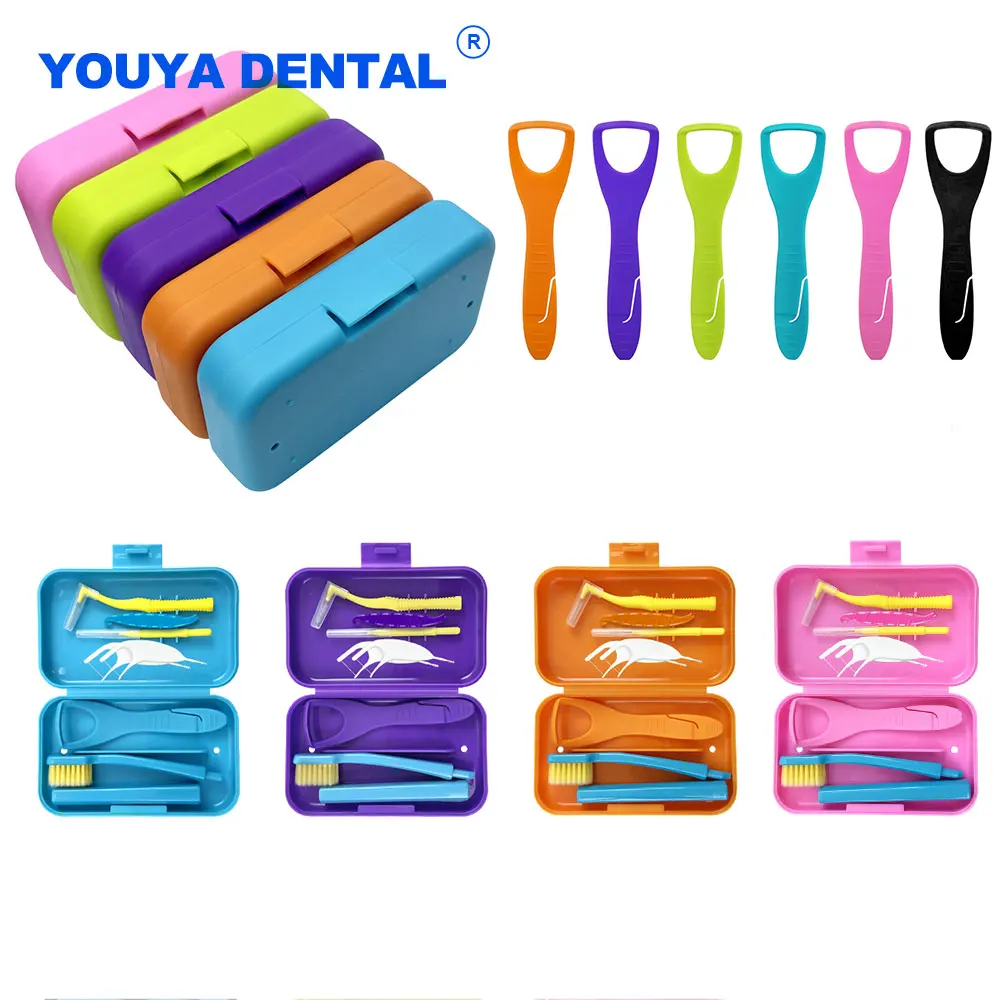 

Dental Cleaning Care Kits Orthodontic Oral Care Brush Tongue Scraper Oral Hygiene Kit Portable Cleaners Brushes Storage Travel