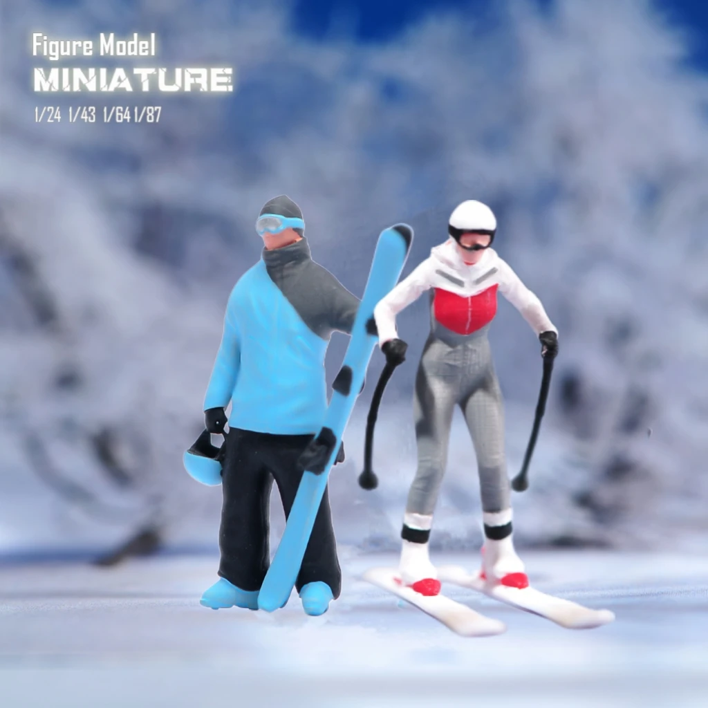 

Painted Miniature Model 1/24 1/43 1/64 1/87 A Young Couple Who Love Skiing Unpainted Figure Model Toys View Decoration