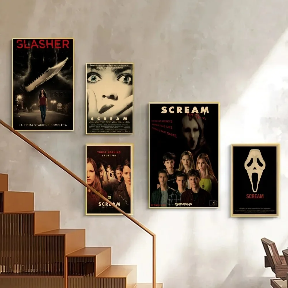 1pc Classic Horror Thriller Movie Scream Retro Poster Stickers Art Wall Murals Decor Game Room Decor Gifts Kawaii HD Painting