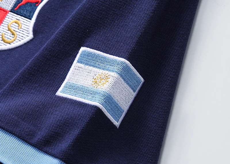 Herren-Poloshirt Argentinien Reisender Baumwolle Stickerei Farbige Nähte Klassisches Modedesign Original-Design Reine Baumwolle Hohe Qualität – Detail 15