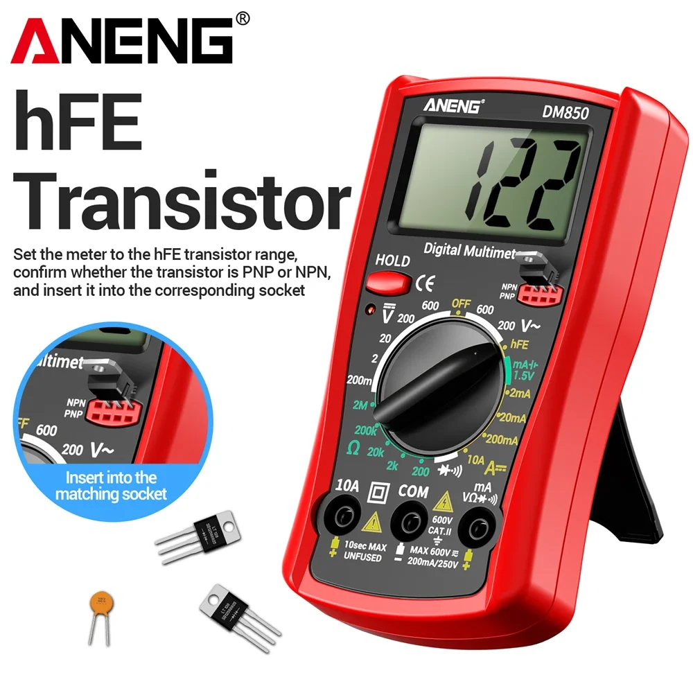 Smart Digital Multimeter Automatic 1999 Count AC/DC Current Voltage Handheld ANENG DM850 Buzzer Resistance Diode Electrician Tes