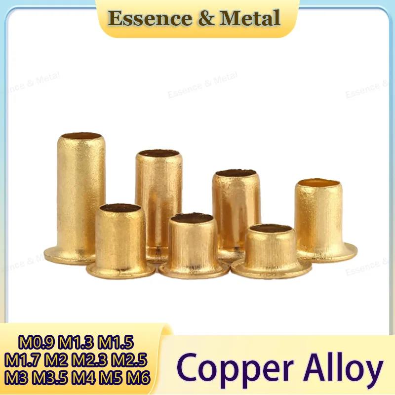 Copper Eyelet Button M0.9 M1.3 M1.5 M1.7 M2 M2.3 M2.5 M3 M3.5 M4 M5 M6 Through Hole Tubular Rivet Nut Brass Metal Eye Ring GB876