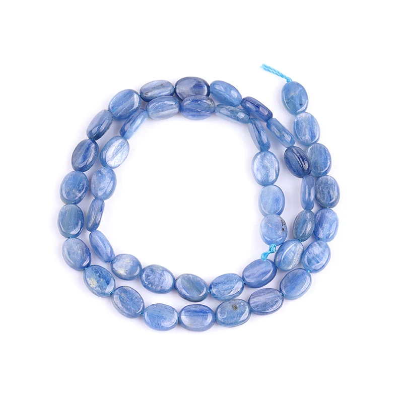 7x9mm 10x14mm Wholesale Natural Blue Kyanite Gem stone Oval Shape Flatback  Beads For Jewelry Making Strand 15\
