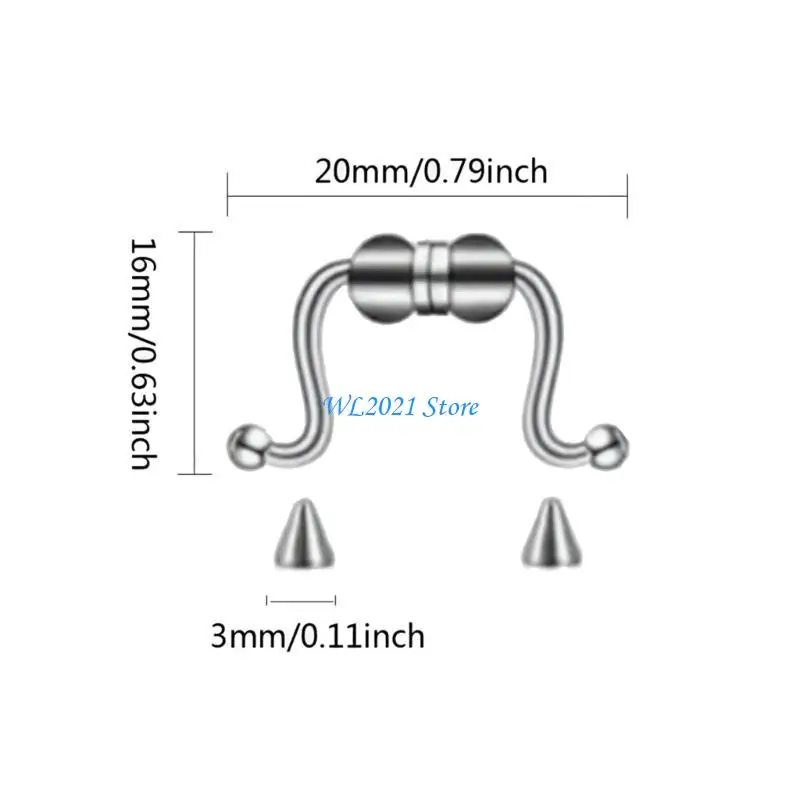 G5GC طوق الأنف المغناطيسي للحفلات التنكرية حلية مشبك الأنف المغناطيسي غير المثقوب